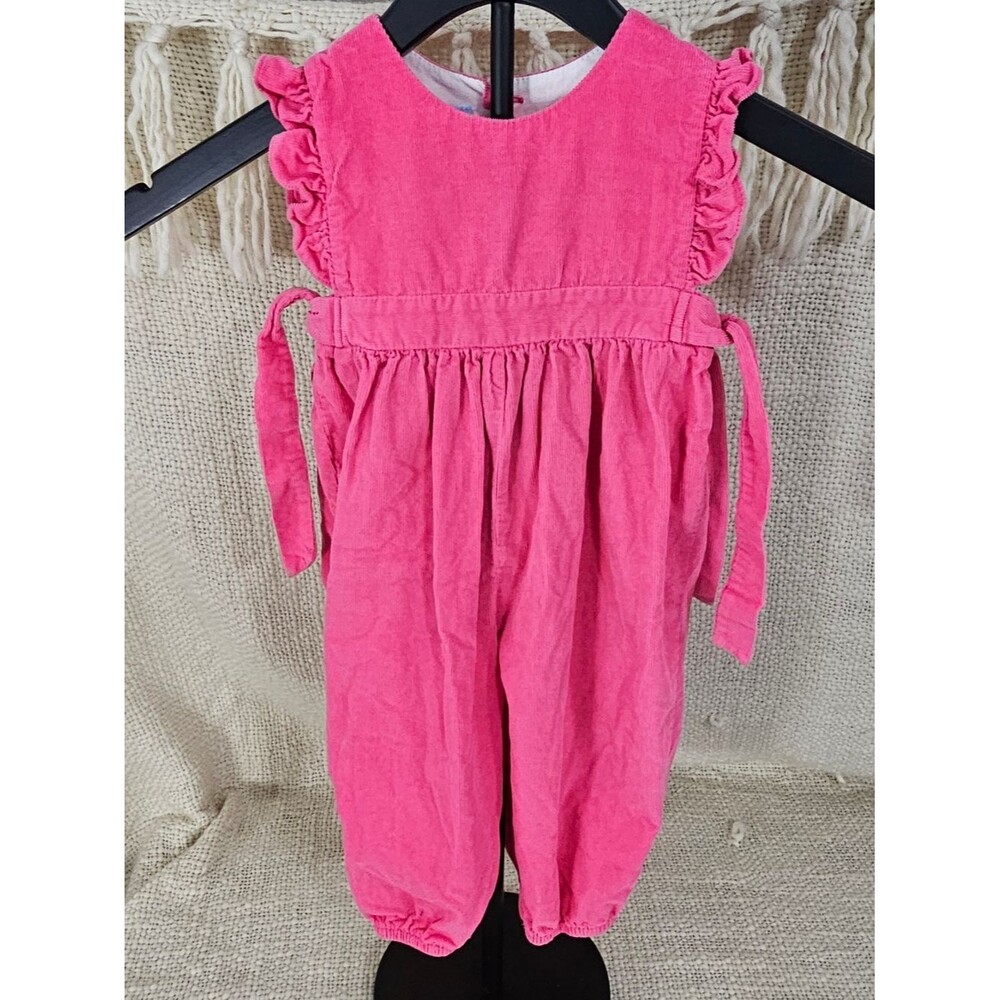 bella bliss Hot Pink Ruffled Corduroy Jumpsuit